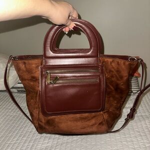 Anthropologie Brown and Burgundy Shoulder Bag